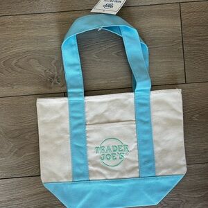 Trader Joe's Blue and White Canvas Tote Bag